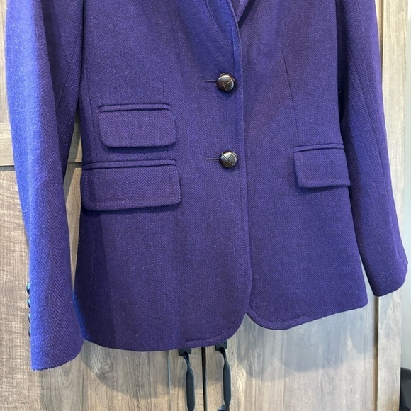 J.Crew size 2 Wool Herringbone Hack-ing Blazer Jacket Dark Purple (flaw) - Picture 8 of 15